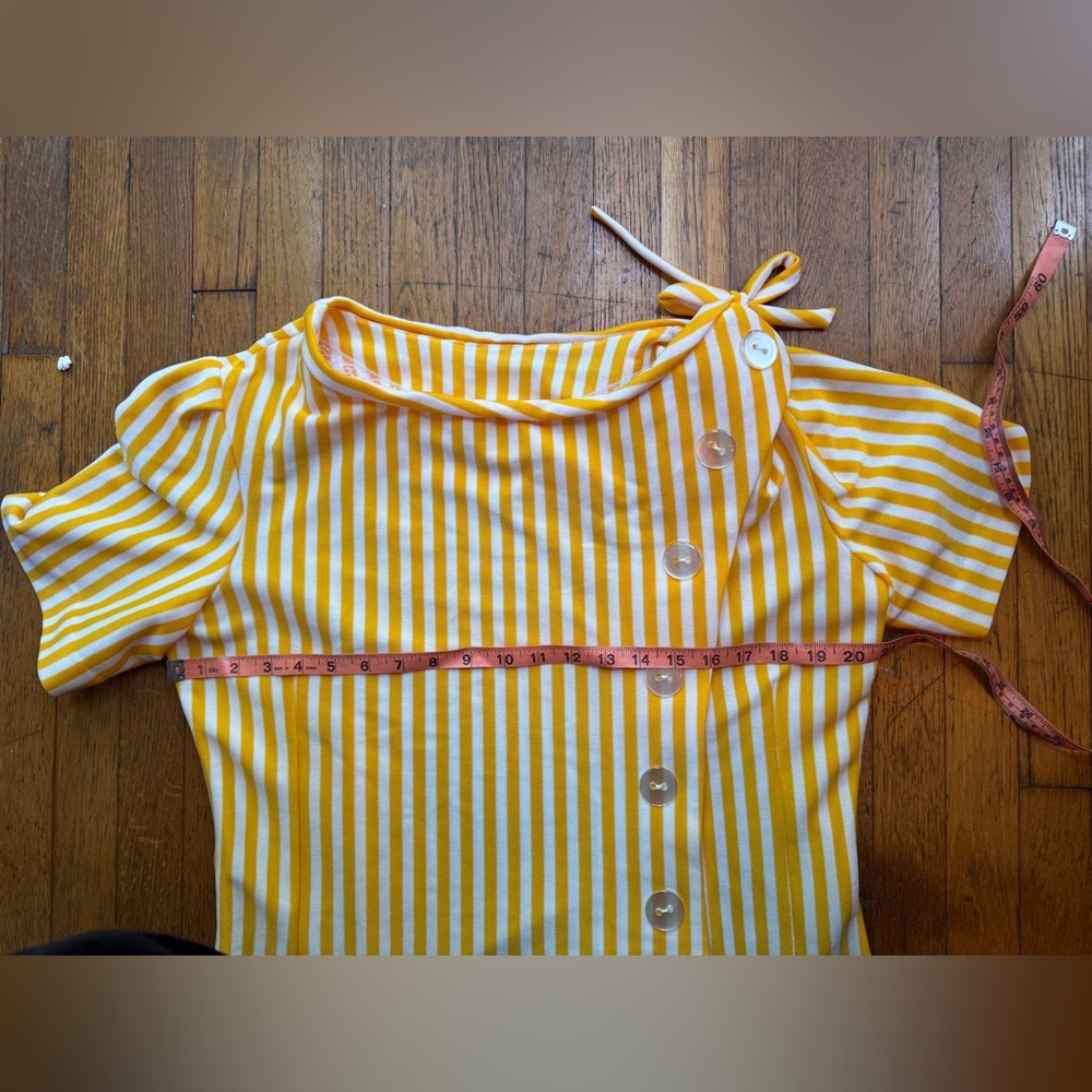 60s Vintage Yellow and White Striped Dress - Picture 7 of 10